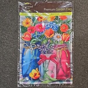 Briarwood Lane SPRING FLORAL MASON JARS Garden Flag NEW